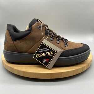 ECCO Shoes Mens Size 5.5 Brown Black Leather Gore-Tex Hiking Sneakers Low EU 39